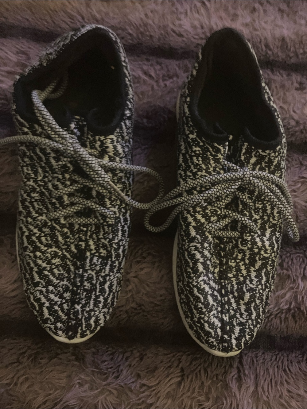 Black & White Patterned Knit Sneakers